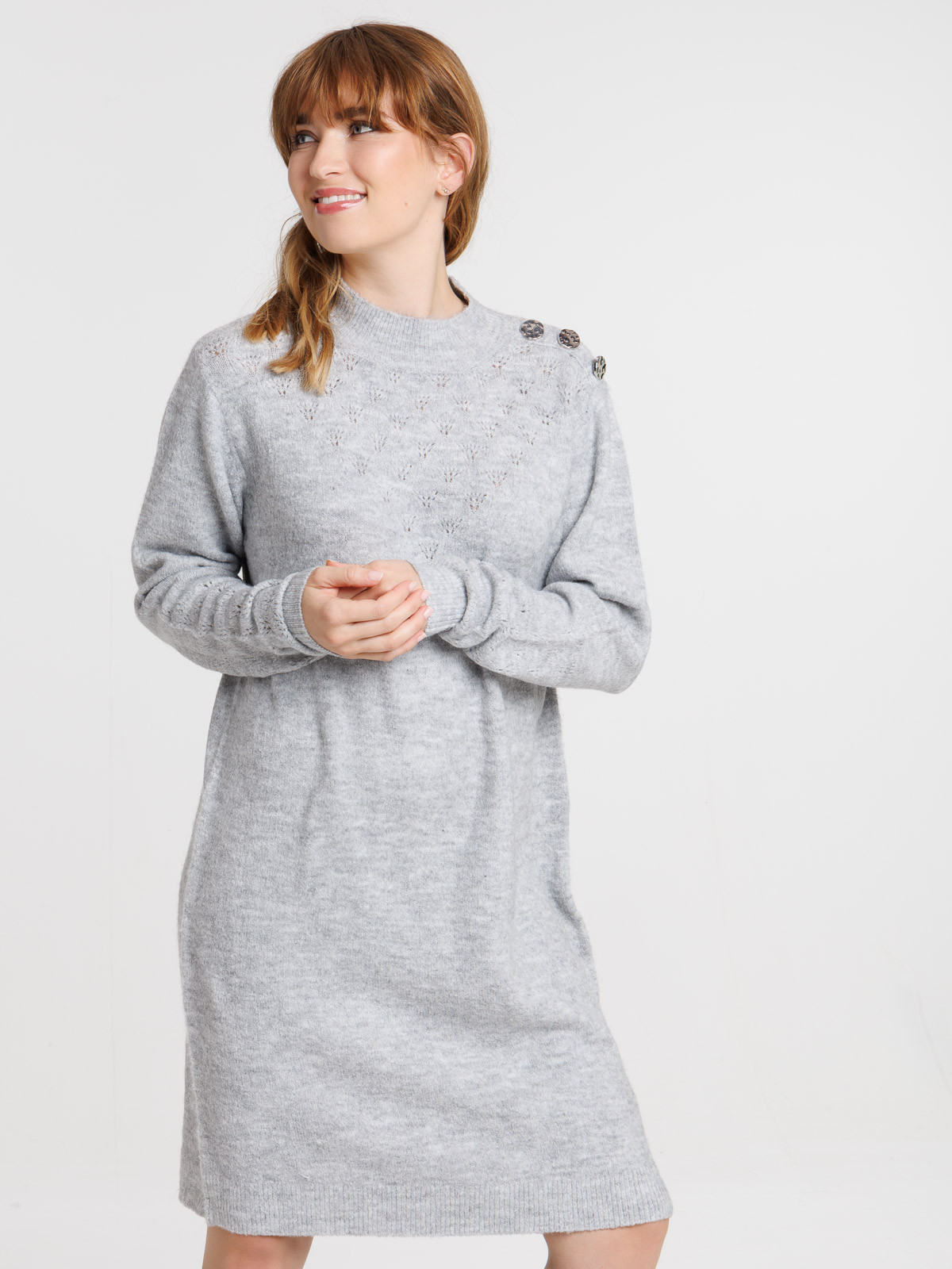 Robe tricot gris clair chine femme