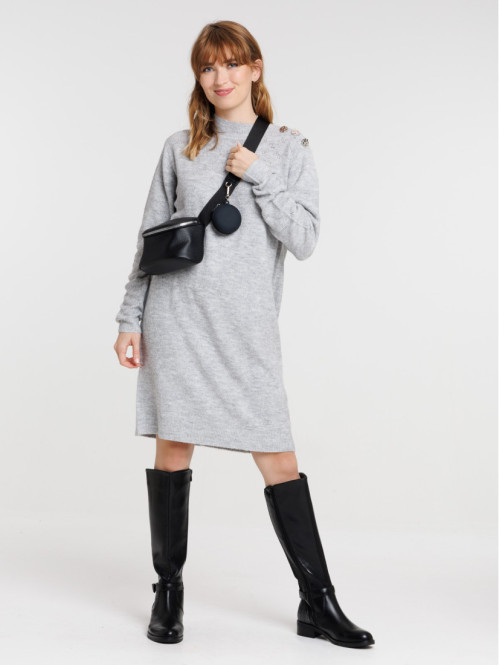 Robe tricot gris clair...