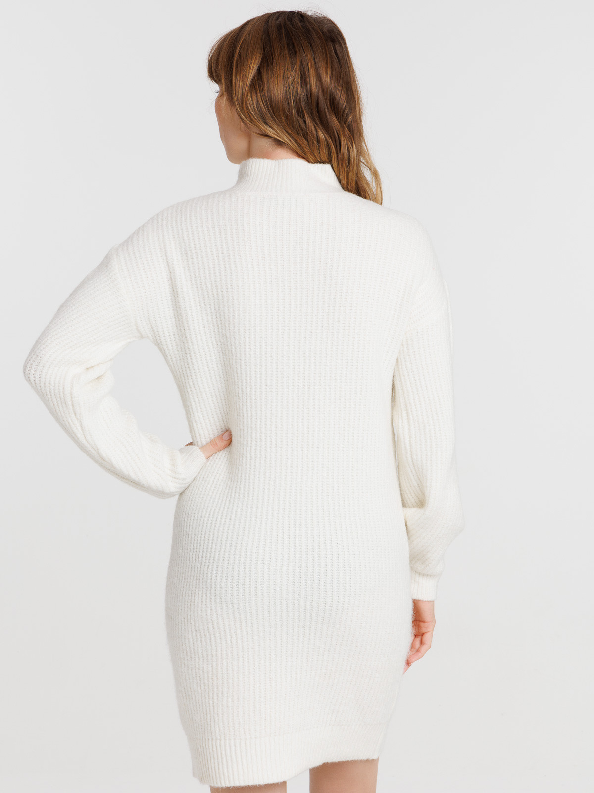 Robe pull col camionneur écru femme Robe pull col camionneur écru femme