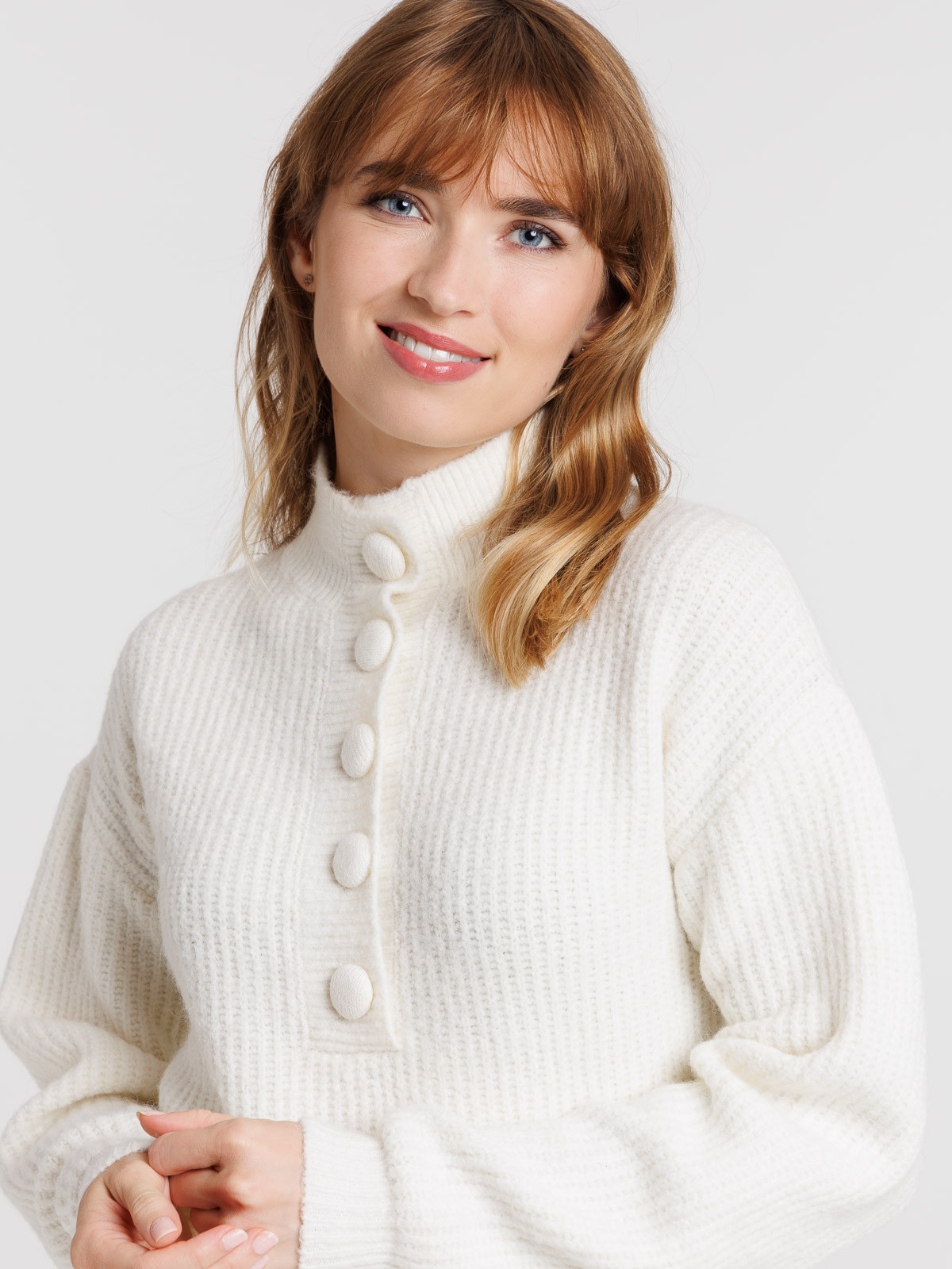 Robe pull col camionneur écru femme Robe pull col camionneur écru femme