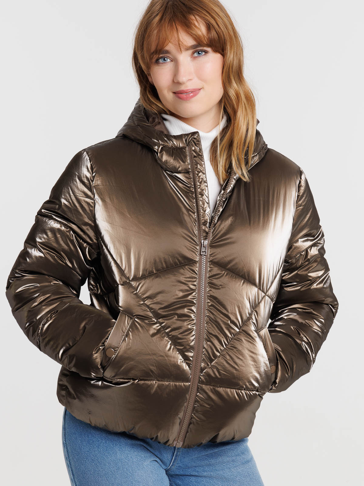 Doudoune courte coloris bronze femme