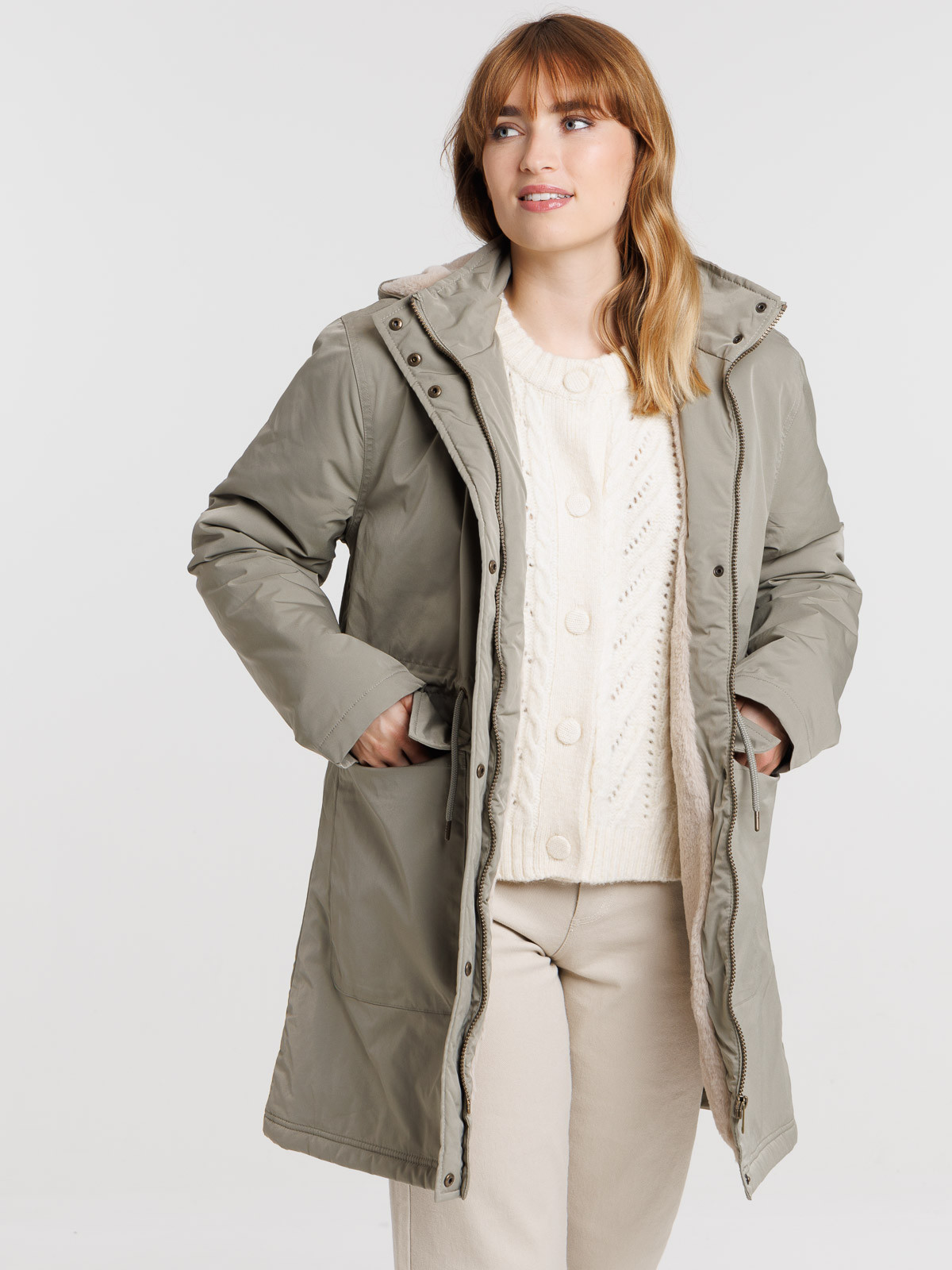 Parka capuche douce tilleul femme