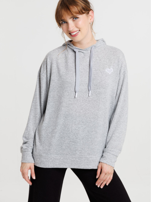 Sweat capuche coeur brodé femme