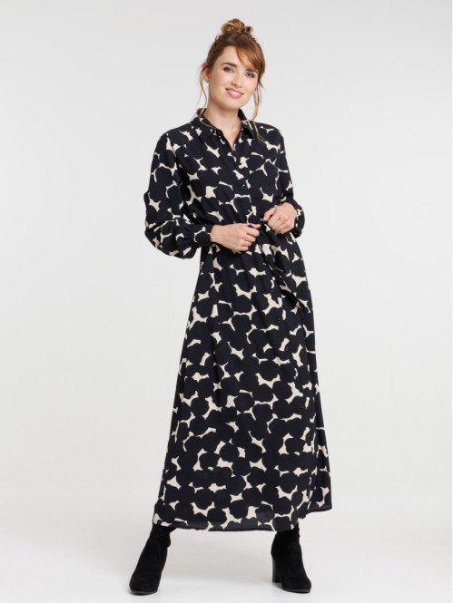 Robe chemise longue imprimée femme