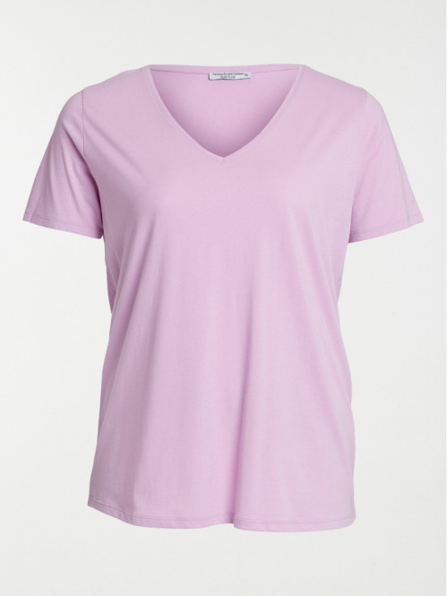 T-shirt col V parme grande taille femme