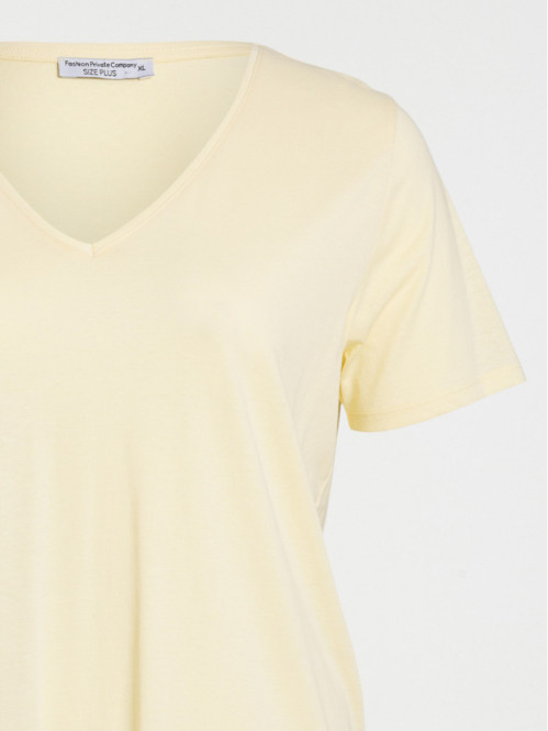 T-shirt col V jaune grande...
