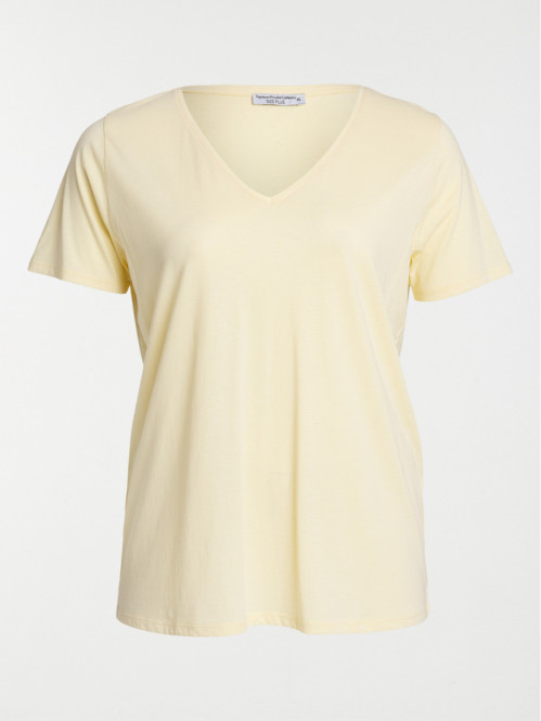 T-shirt col V jaune grande...