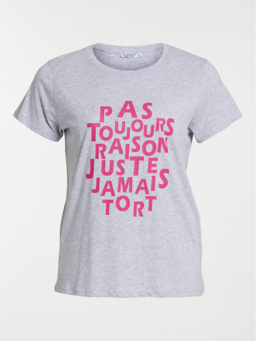 T-shirt gris chiné grande...
