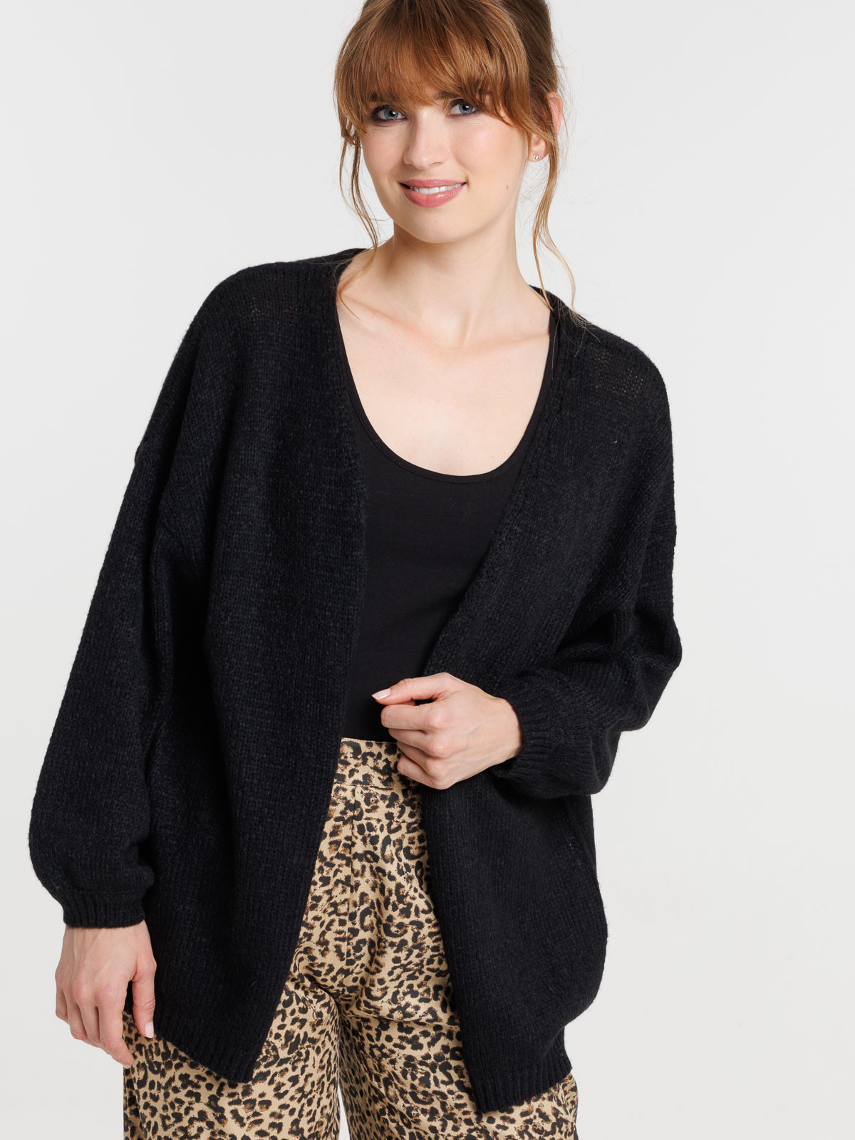 Gilet noir ouvert femme