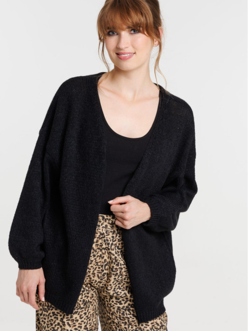 Gilet noir ouvert femme