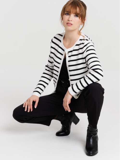 Gilet rayé boutonné femme