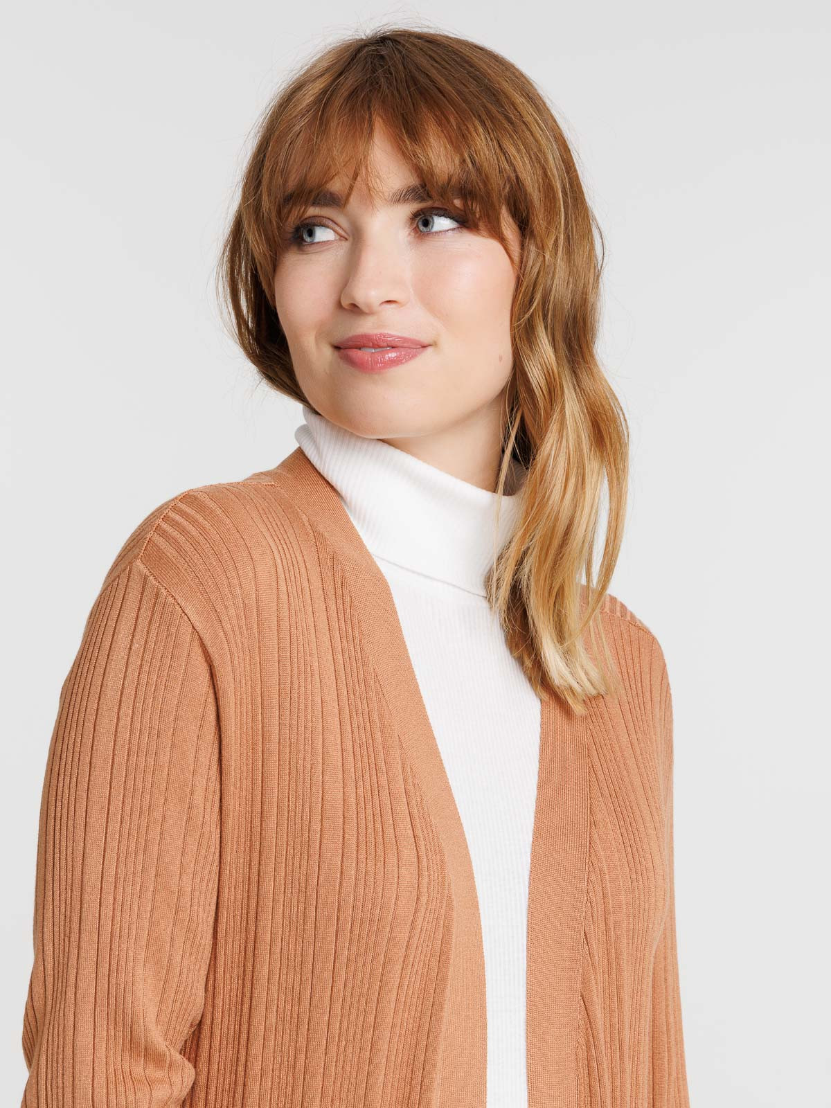 Gilet long camel femme