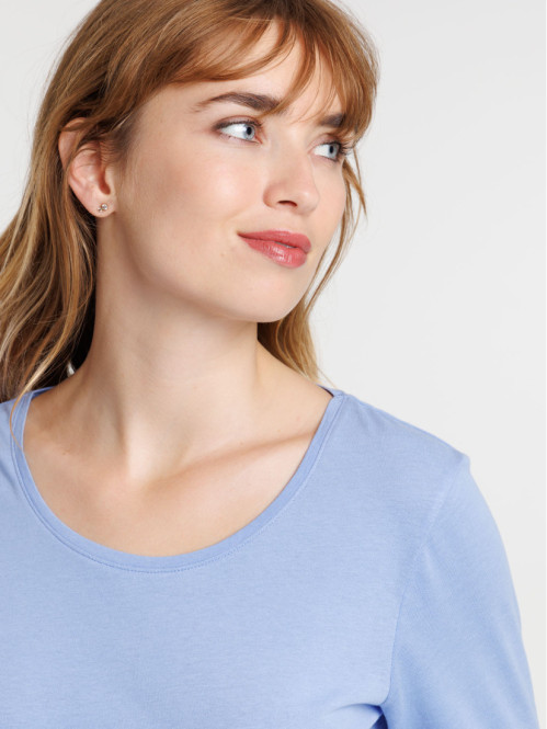 Tee-shirt bleu manches...