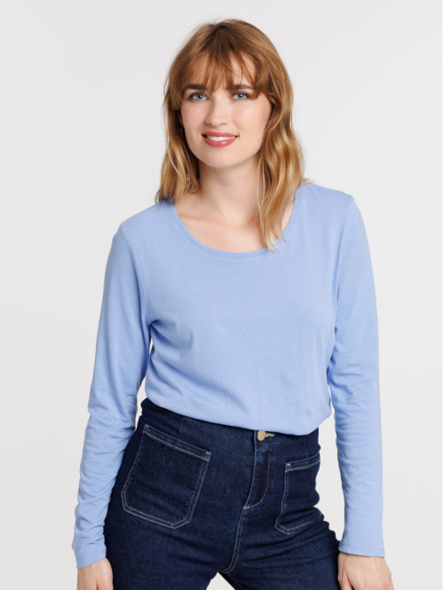 Tee-shirt bleu manches...