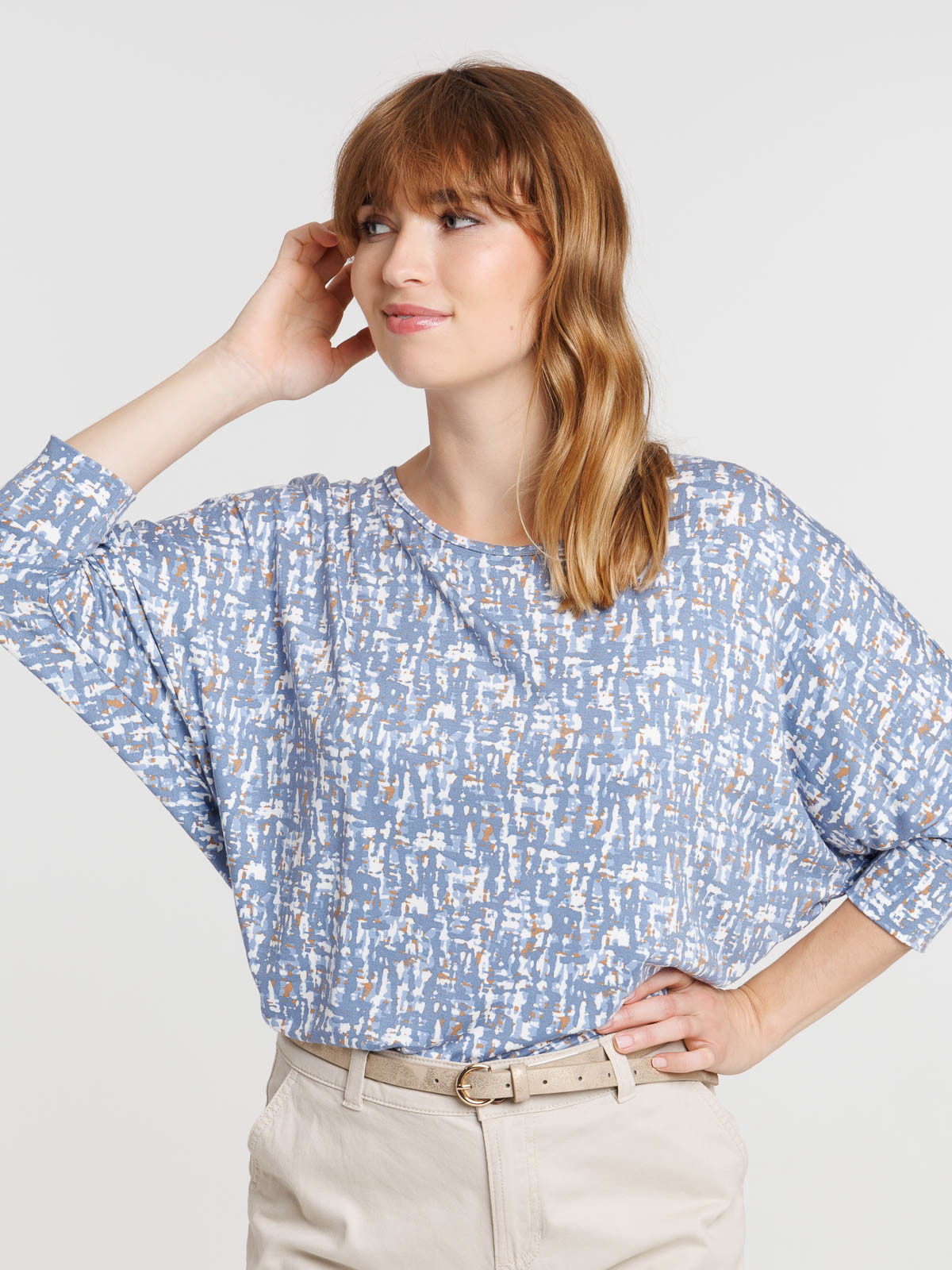T-shirt imprimé boutons dos femme