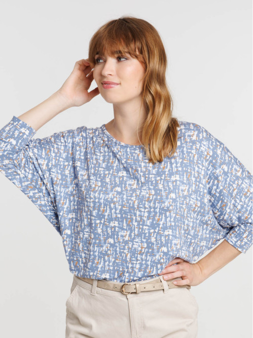 T-shirt imprimé boutons dos femme