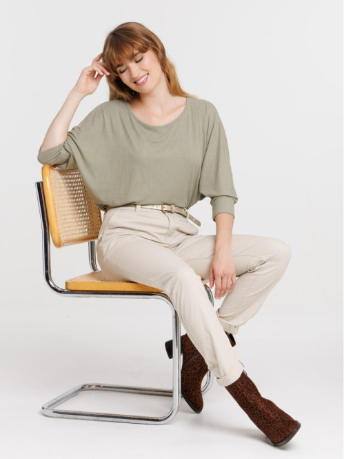 T-shirt sauge boutons dos femme