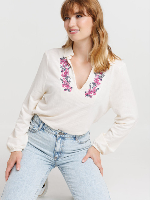T-shirt ricotta brodé femme