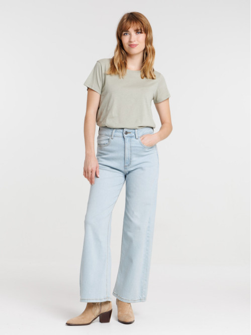 Tee-shirt col rond mousse clair femme