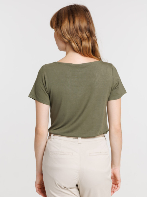 Tee-shirt col V dentelle femme