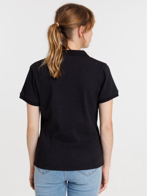 Polo noir côtelé femme Polo noir côtelé femme