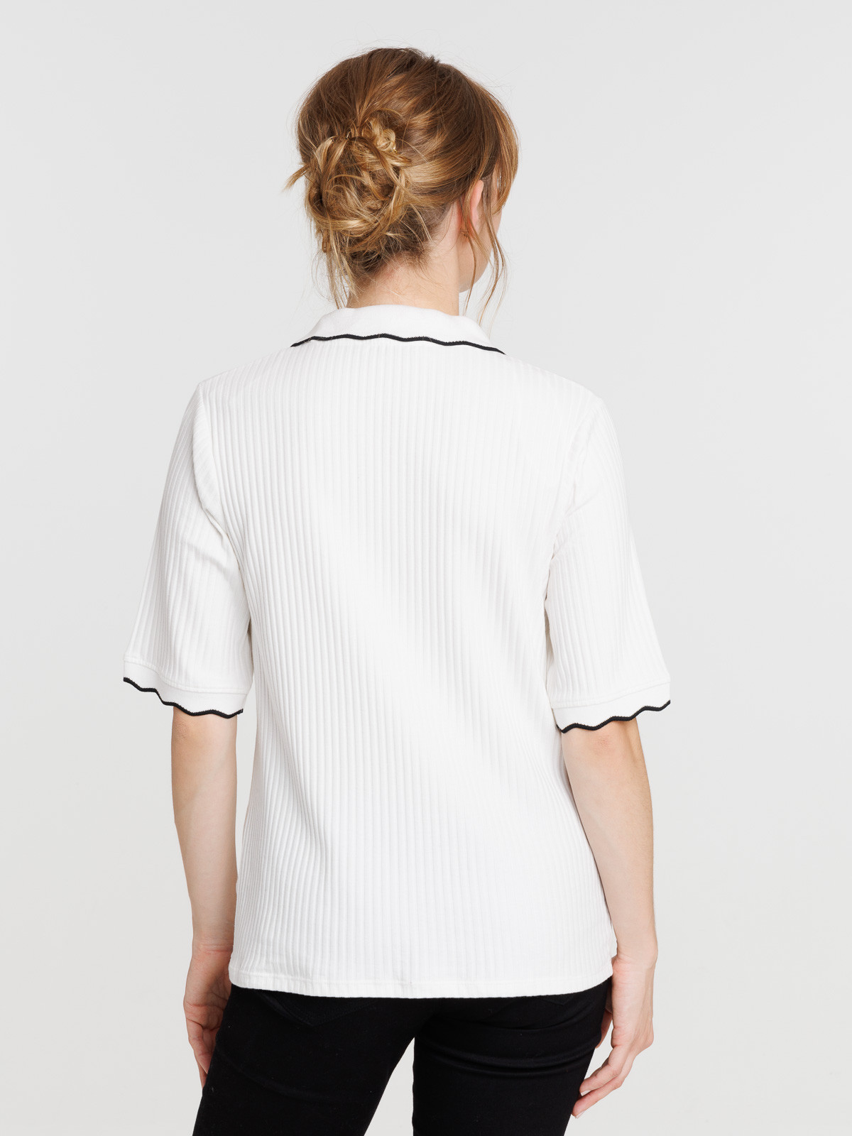 Polo blanc cassé côtelé femme Polo blanc cassé côtelé femme