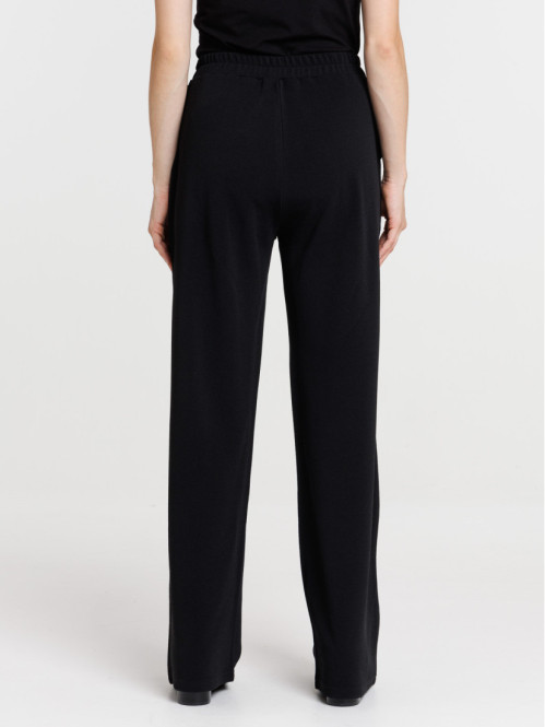 Pantalon large à pont noir femme