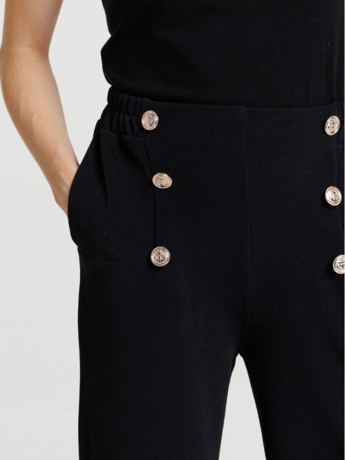 Pantalon large à pont noir femme