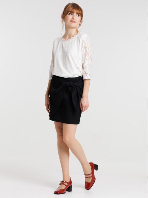 Jupe tweed noire femme
