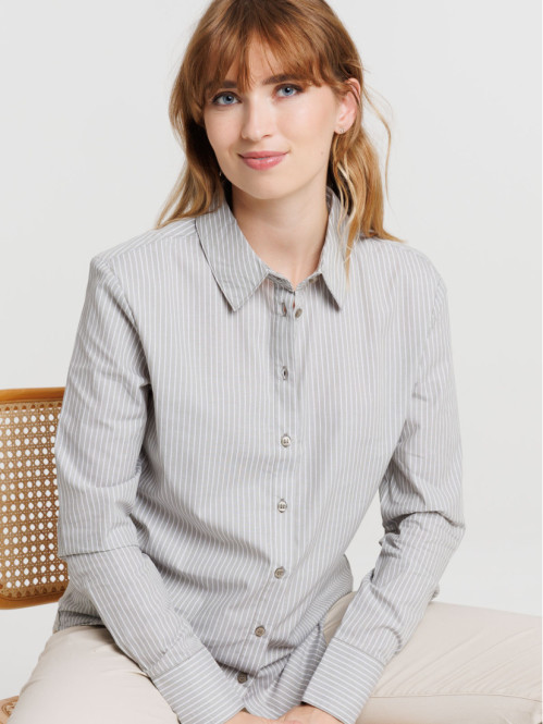 Chemise rayée manches longues femme