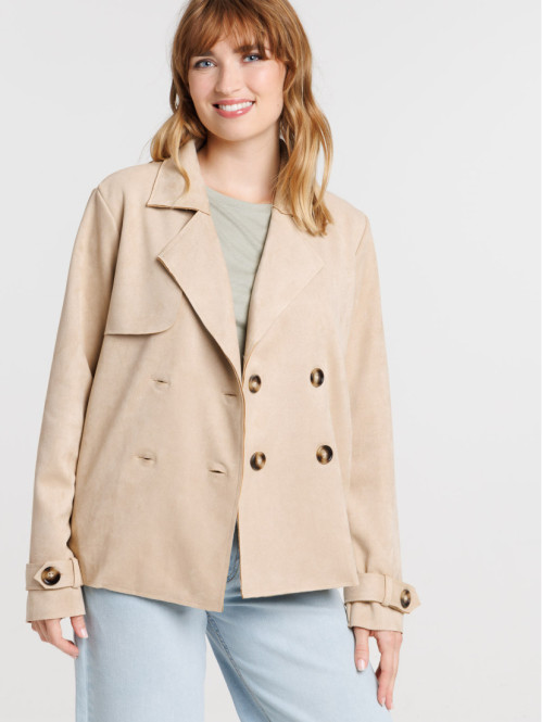 Trench court suédine beige...