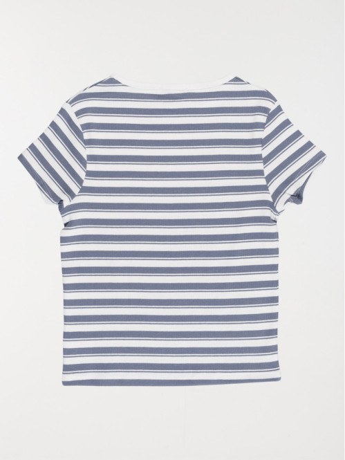 Tee-shirt côtelé rayé fille...