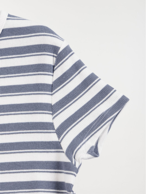 Tee-shirt côtelé rayé fille...