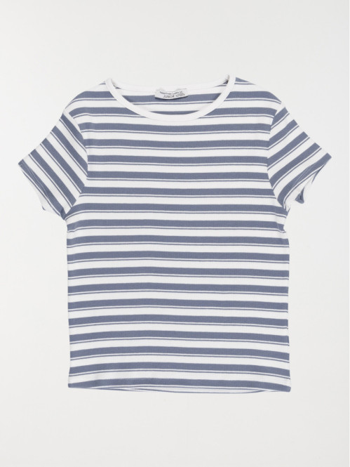 Tee-shirt côtelé rayé fille...