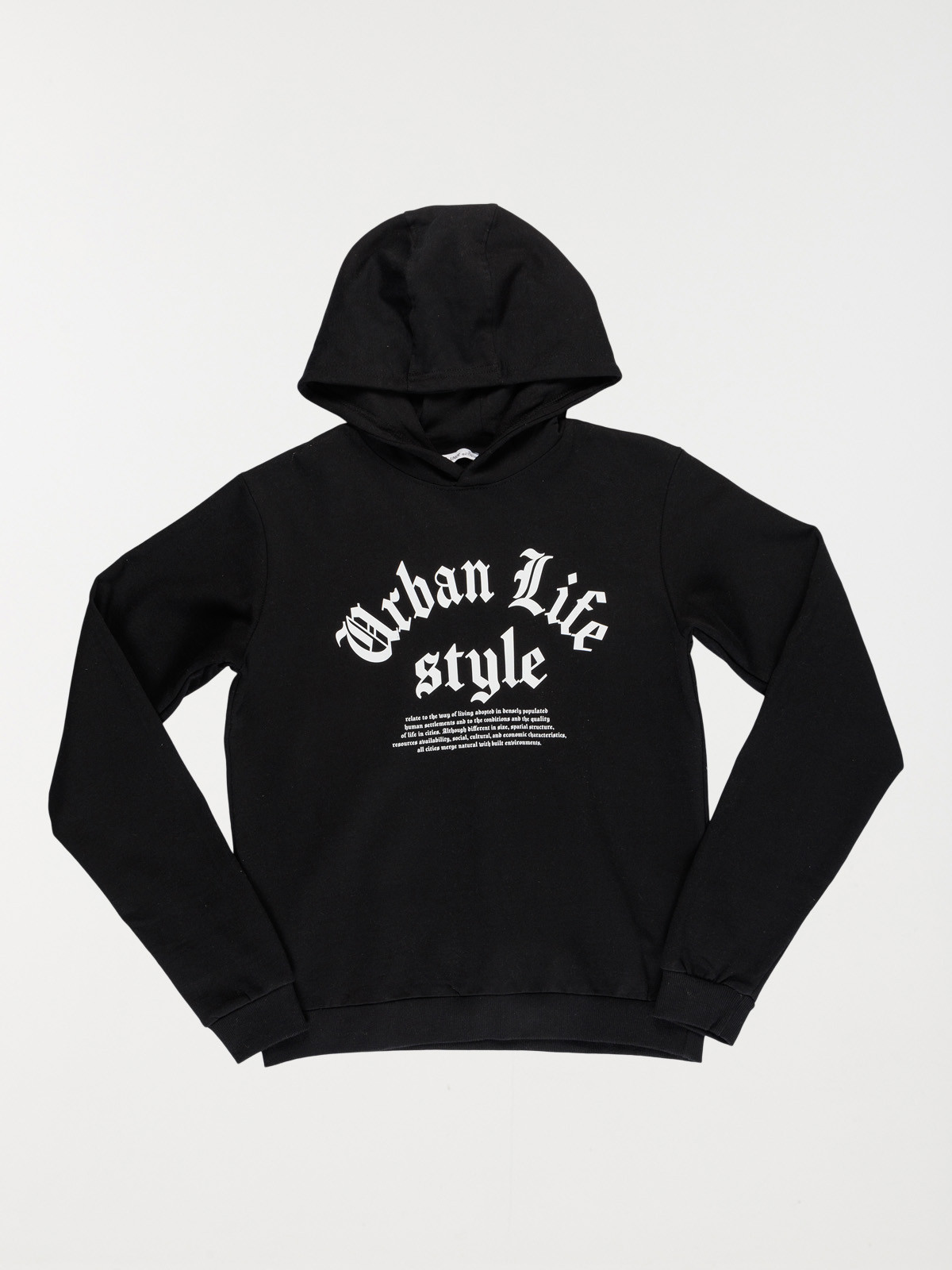 Sweat noir capuche garçon (XXS-M)