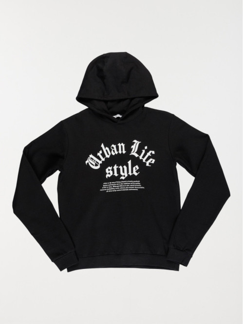 Sweat noir capuche garçon...
