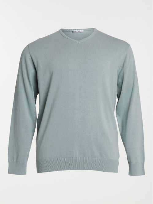 Pull col V grande taille homme