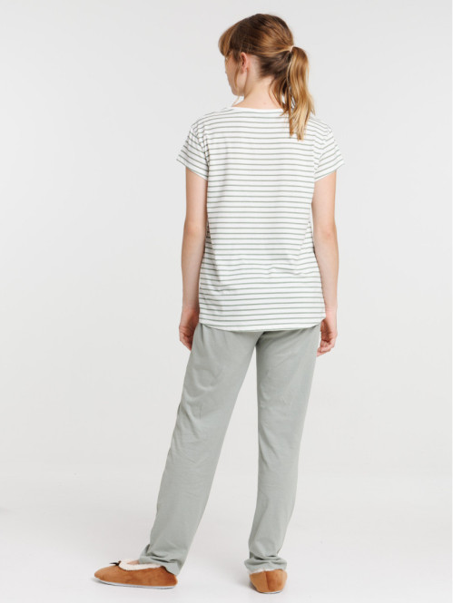 Pyjama rayé et coeur femme