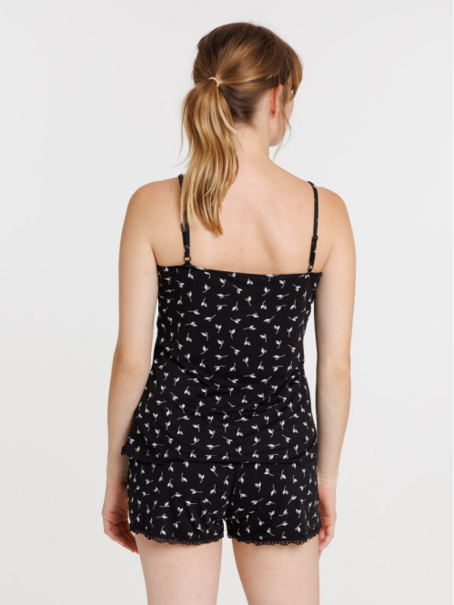 Pyjashort floral noir femme Pyjashort floral noir femme