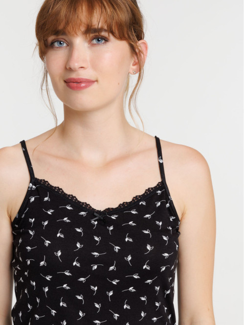 Pyjashort floral noir femme Pyjashort floral noir femme