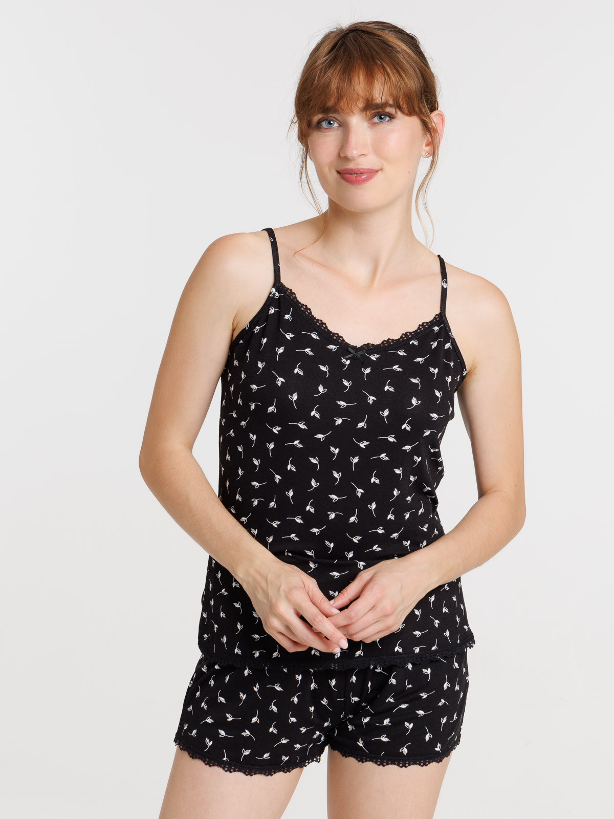 Pyjashort floral noir femme Pyjashort floral noir femme