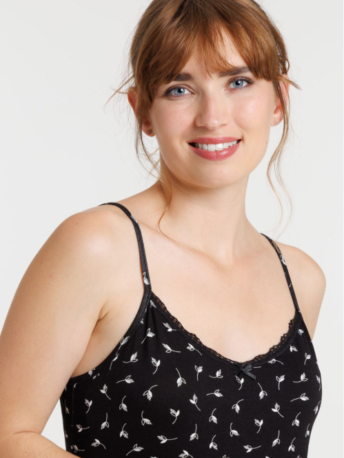 Nusiette noire fleurie femme