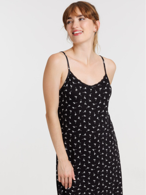 Nusiette noire fleurie femme