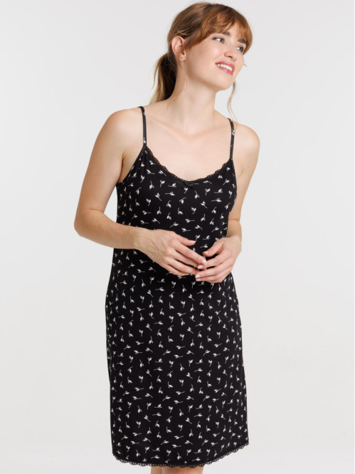 Nusiette noire fleurie femme