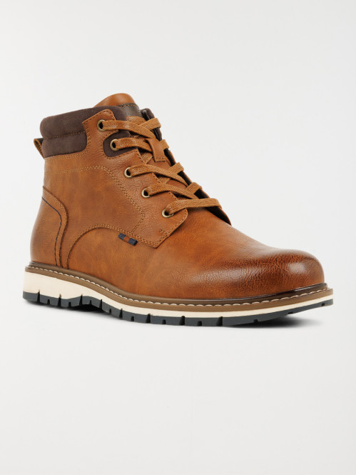 Boots camel lacets homme...