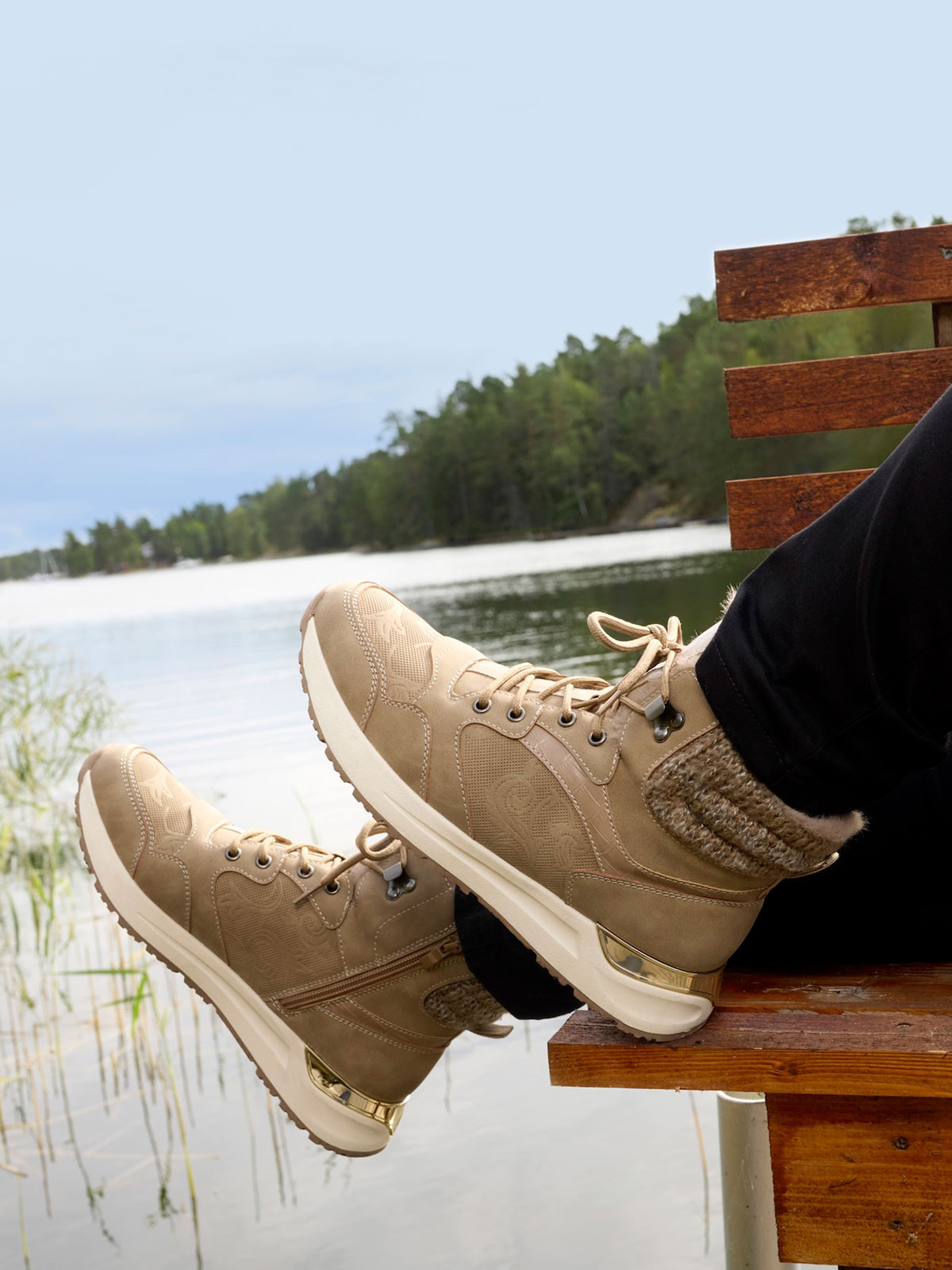 Baskets montantes femme beige 36 41