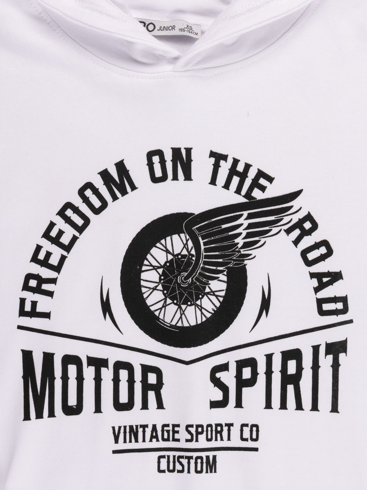 Sweat blanc capuche garçon (XXS-M) Sweat blanc capuche garçon (XXS-M)