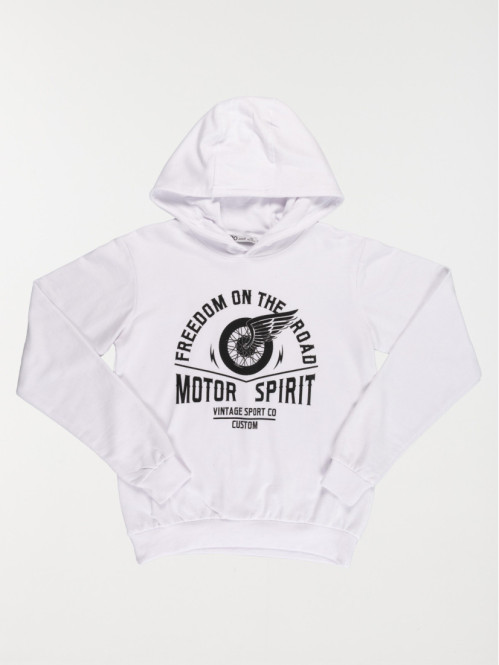 Sweat blanc capuche garçon...