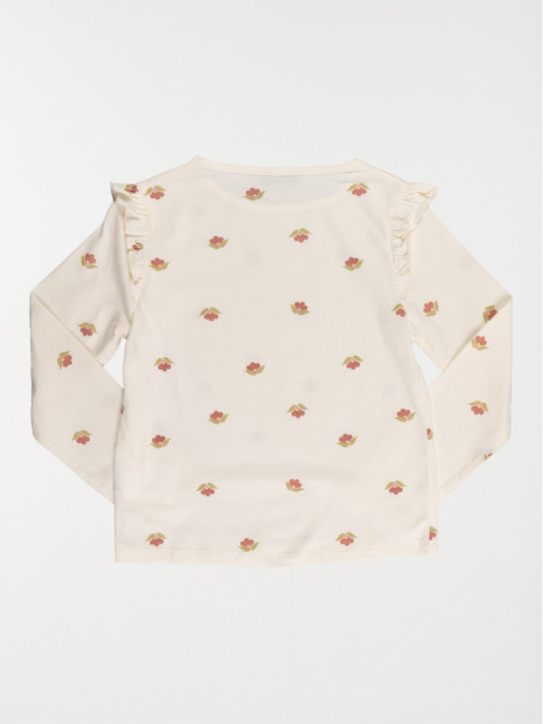T-shirt écru fleuri fille (3-12A)