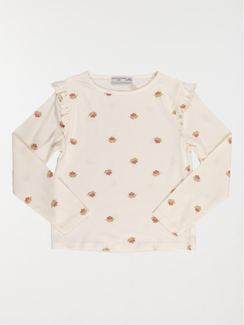 T-shirt écru fleuri fille (3-12A)